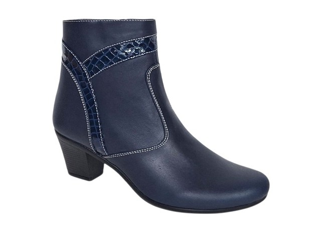 Ghetute dama din piele naturala, cu fermoar, bleumarin, MVS36BL